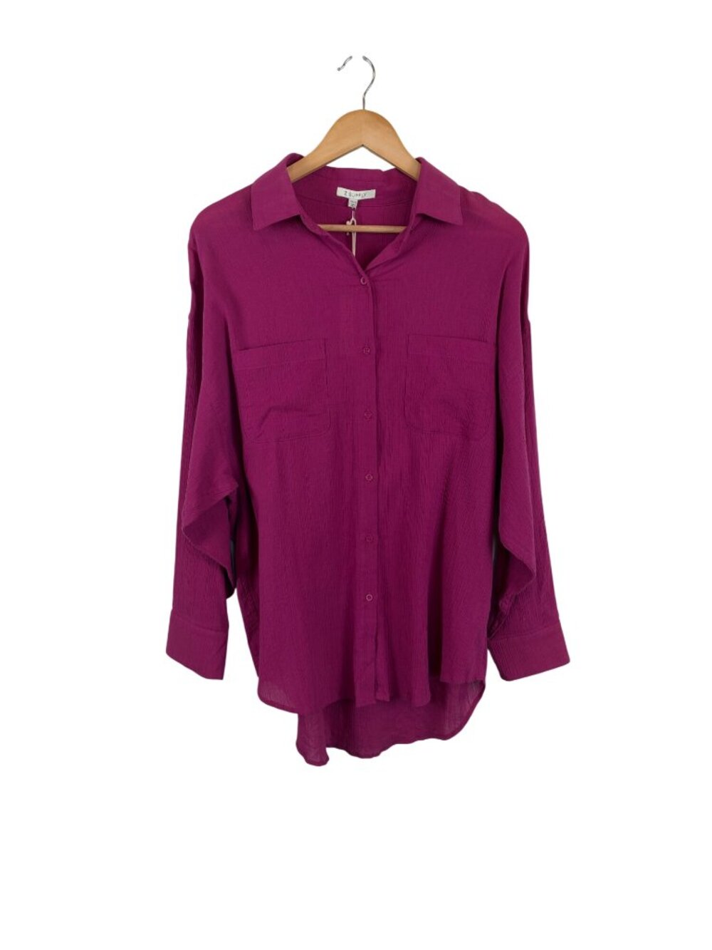 NEW Z Supply Womens Lalo Gauze Button Up Top Fuchsia Pink XS/S 100% Cotton